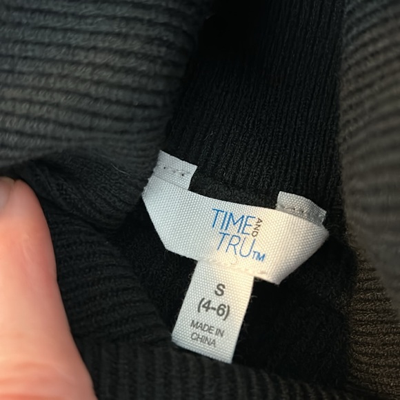 Time Tru Black New S Ribbed Turtleneck Sweater Dress Midi Autumn Preppy Crew 4 6 - Picture 5 of 5